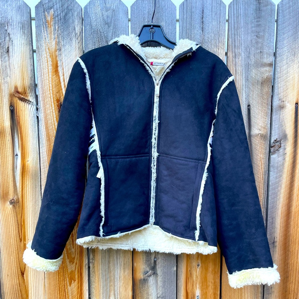 Women’s Spyder Faux Fur Winter Jacket Size Small Black and Tan